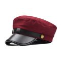 Unisex Cycling Caps PU Leather Hat Autumn Sailor Hat for Women Men Men Black Female Travel Student Hat Captain Hat Flat Top.