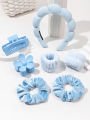 Spa Headband and Wristband Set Skin Care Headband for Wash Face Face Hair Clips for Thick Hair Cute Fluffy Sponge Bubble Makeup. 