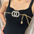 Designer Rhinestone Gold Circle Waist Chain Belt Female High-end Luxury Brands Punk Gothic Y2K Belts For Women Silver Waistband. 