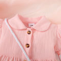 2PCS Baby Girl Pink Short Sleeve Dress with Cute Shoulder Bag Toddler Baby Princess Dress Summer Fashion Clothes for 3-24 Months. 