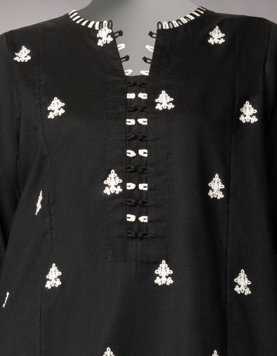 Junaid Jamshed Unstitched 2 Piece Shirt And Trouser Black Lawn Embroidered - Designcode: Jst-26-2355 Dhanak-02 -Collection: Spring Vol 1 2026