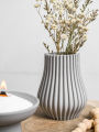 DIY Simple Lines Vase Cement Silicone Mold Striped Dried Flowers Vase Plaster Gypsum Mould Resin Crafts Casting Home Decor. 