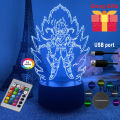 nime Goku Vegeta Dragon Ball Z Super Saiyan 3D Lamp LED Night Light Goku Jiren Broly Table Lamp Gift 7/16 Colors USB charging. 