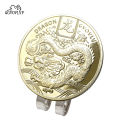 Removable Golf Ball Marker Year of the Golden Dragon With Magnetic Hat Cap Clips For Golfer Boys Girl Alloy Marker.