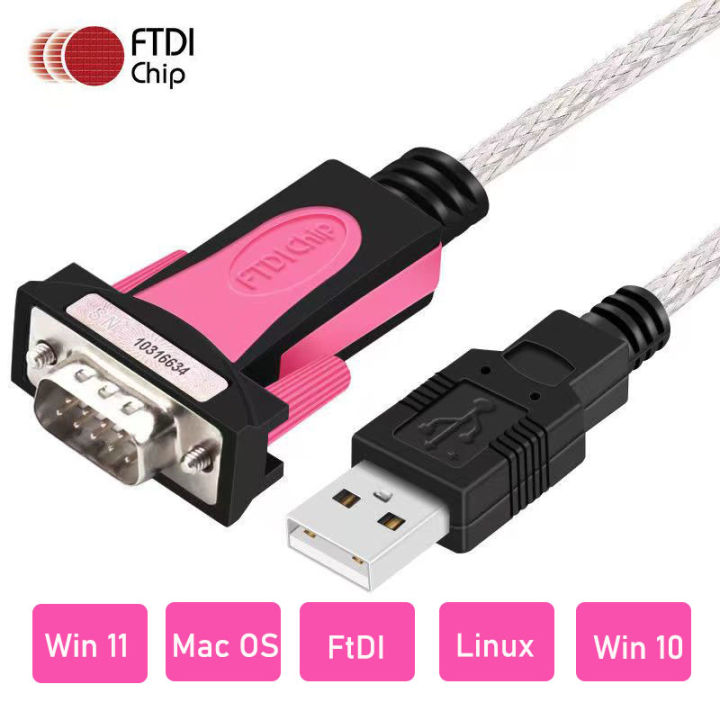 FTDI USB to RS232 Male DB9 Cable Serial COM Port Adapter Chip FTDI USB R232 converter cable Windows 11/10/ 8.1 8 7 Vista XP Mac