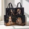 12/20pcs Festive Christmas  Bags - Snowman, Tree & Stocking Design, Black & Golden with Handles, Christmas  Bags. 
