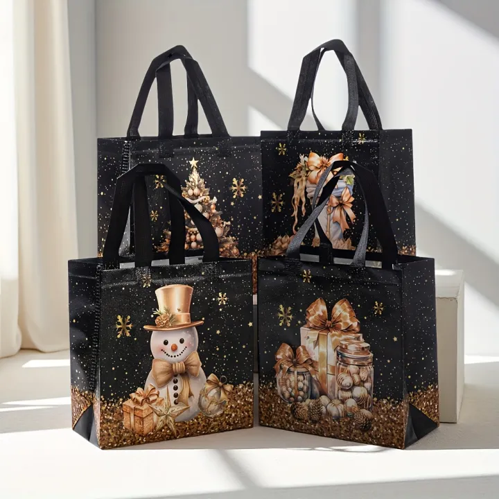 12/20pcs%20Festive%20Christmas%20%20Bags%20-%20Snowman,%20Tree%20&%20Stocking%20Design,%20Black%20&%20Golden%20with%20Handles,%20Christmas%20%20Bags%20-%20Image%203