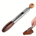 Cooking Tong, Walnut Wood Tong, Stainless Steel Anti-Slip Long Handle Wood Salad Tong with Hanging Hole, Household Creative Tong.