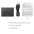4 Way/2 Way 3.5mm Stereo Audio Switcher Bi-Directional Audio Switch Splitter Box 2 In 1 Out 4 In 1 Out with Mute Button. 