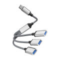 1 In 3 Out USB Type C HUB Car Usb Splitter Cable Multifunction Adapter Cord Charging Cable 4 Port for iPhone Android Smart Phone.