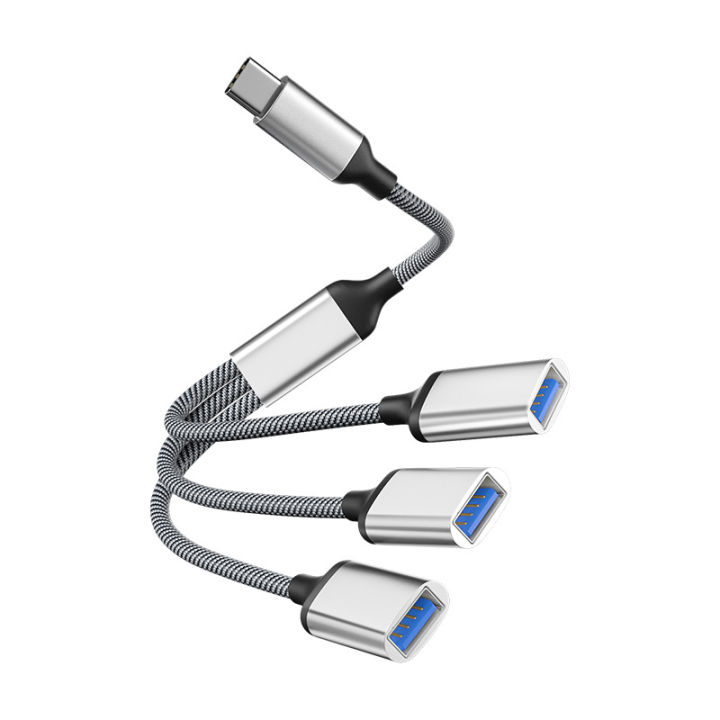 1 In 3 Out USB Type C HUB Car Usb Splitter Cable Multifunction Adapter Cord Charging Cable 4 Port for iPhone Android Smart Phone