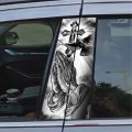 2 pcs Christian cross car sticker, car B-pillar waterproof trim covering scratches DIY door pillar sunscreen vinyl sticker. 