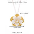 Kissmoon Exaggerated Flower Pendant Necklace for Women Stainless Steel Exquisite Flower Beaded Chain Necklace Jewelry . 