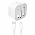 I-phone Charger Folding 25 Watt Power Adapter With USB-C To Lightning Cable For I-phone X To 14 Pro Max. 