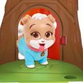 Disney Jr. Puppy Dog Pals Brown Keia Action Figure 2.5” Blue Shirt Pink Collar. 