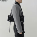 INCERUN Men Blazer Solid Color Open Stitch Long Sleeve Irregular Thin Suits Men 2024 Streetwear Fashion Casual Crop Coats S-5XL. 