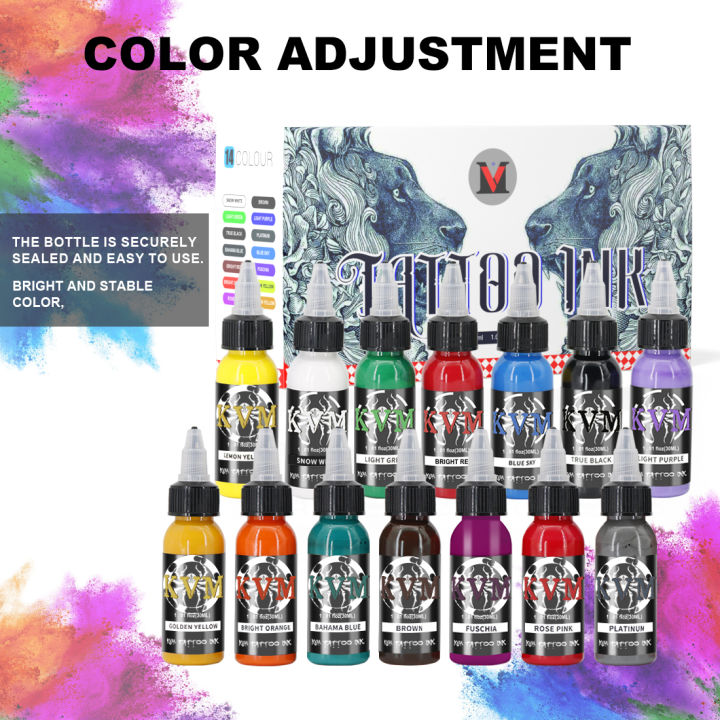 14Colors 1/oz Tattoo Ink Pigment Body Color Drawing Art Tattoo Ink Semi ...