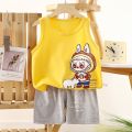 Children's 2-piece set labubu tank top + breathable fabric shorts. 
