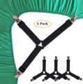 4 PCS Bed Sheet Holder Straps, Elastic Mattress Corner Clips 3 Way Fitted Bed Sheet Fastener Suspenders Grippers sheets  bedding. 