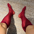 Translucent Men Thin Dress Tube Socks Thin Sheer Solid Color Business Stockings Middle Tube Hosiery Wide Striped Silk Socks.