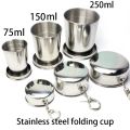 1pc Stainless Steel Retractable Cup Outdoor Travel Toiletry Cup Portable Creative Compression Cup Mini Handy Cup Folding Cup. 