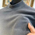 Autumn Winter Velvet Base Layer Men's Solid Color Half Turtleneck Long-sleeved T-shirt Plus Velvet Thickened Inner Wear Warm Top. 