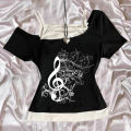 Summer Fashion Street Versatile T-shirt Gothic Punk Hand-painted Printed Pattern Women's Tops Y2k Clothing. 