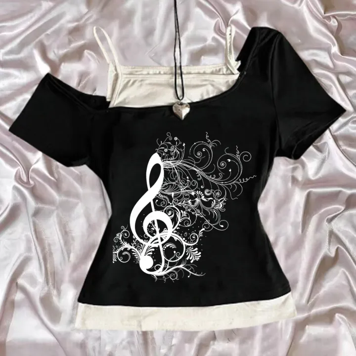 Summer%20Fashion%20Street%20Versatile%20T-shirt%20Gothic%20Punk%20Hand-painted%20Printed%20Pattern%20Women's%20Tops%20Y2k%20Clothing%20-%20Image%204