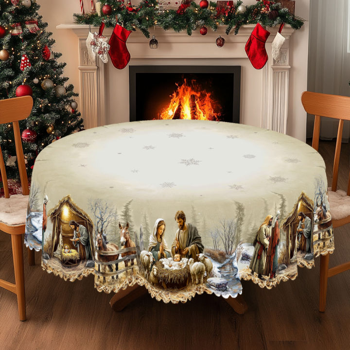 1Pc%20Christmas%20Tablecloth%20with%20Nativity%20Scene,%20Yule%20Home%20Party%20Decor%20for%20Indoor%20Outdoor,%20Xmas%20Round%20Rectangular%20Table%20Cloth%20-%20Image%202