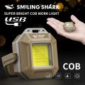 Smiling Shark TIP067 Mini Rechargeable Work Light, Super Bright COB Keychain Light, with Magnet, for Outdoor Camping, Hiking. 