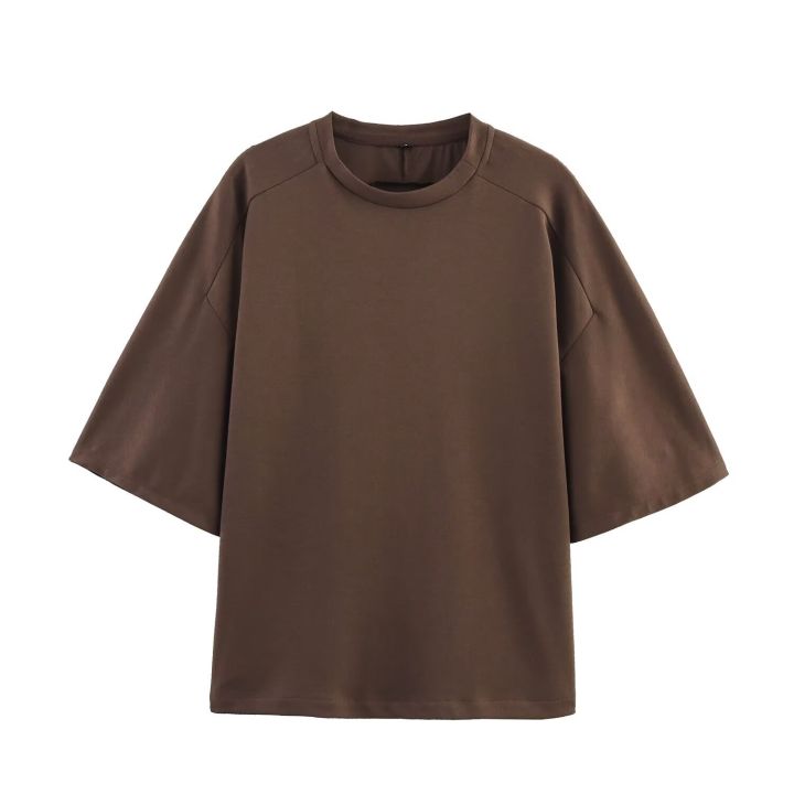 Women%20Summer%20Fashion%202%20Pieces%20Short%20Sets%20Solid%20Loose%20T-Shirt%20and%20High%20Elastic%20Waist%20%20Shorts%20Sportswear%20Female%20Chic%20Lady%20-%20Image%205