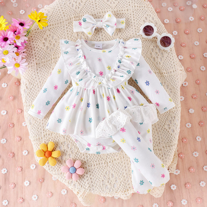 3PCS%20Autumn%20New%20Style%200-1%20Year%20Old%20Newborn%20Girl%20Baby%20Sweet%20And%20Cute%20Printed%20Long-Sleeved%20Clothes%20+%20Socks%20Hair%20Bands%20-%20Image%207