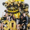 Black Gold Balloon Garland Arch Kit Confetti Latex Balloon Happy 18 30 40 50 Year Old Birthday Party Decor s Anniversary. 