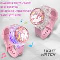 Fashion Creative Gyro Turntable Unicorn Light up Watch Students Watch Colorful Horse Light up Electronic Display. 