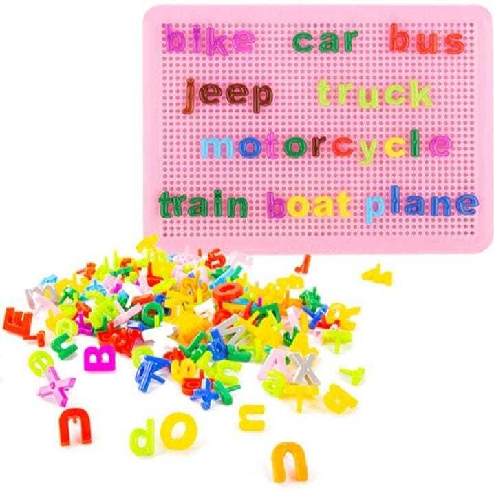 Educational Peg Board For Learning English Aplhabets Pin Board Kids Spelling And Words Learner Board 75+ Alphabatical Pins