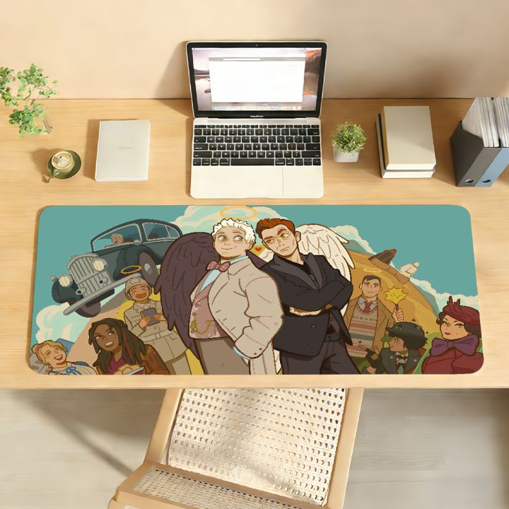 Cartoon Good Omens TV Mouse Pad Non-slip Locking Edge DeskMat PC Laptop Accessories Office Keyboard Large Game XXL Carpet