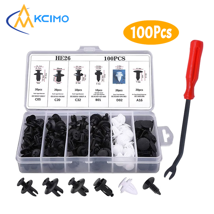 100pcs Car Mixed Plastic Clips Auto Fixing Door Closer Pin Removing Retainer Rivet Screws Disassembly Tools Car Repair Parts