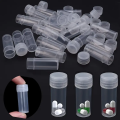 50Pcs 5ML Plastic Sample Small Bottle Vial Storage Vial Storage Container Test Tube with Screw Caps for Lab powder Sample. 