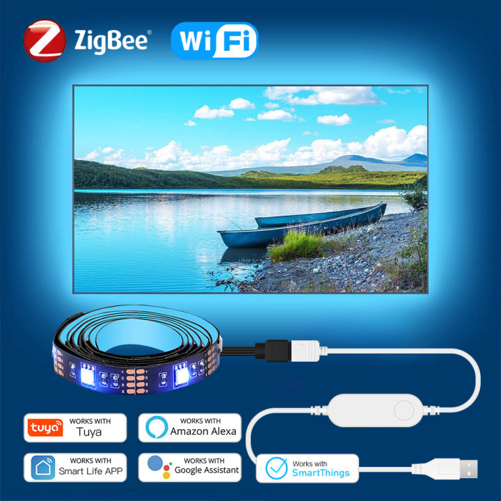 Tape Tuya Wifi Zigbee USB LED Strip Light 5050 DC5V RGB Lights Flexible Smart Led TV Back Lighting Work With Alexa  Home lightify