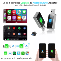 2-in-1 Wireless Carplay & Android Auto Adapter,Plug & Play Car Play Adapter with 1-Click Switch for iPhone & Android. 
