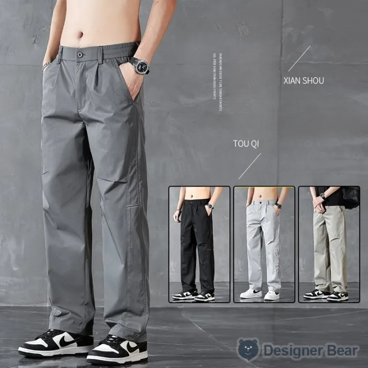 Good%20Quality%20Spring%20Summer%20Thin%20Men's%20Casual%20Straight%20Trousers%20Elastic%20Waist%20Outdoor%20Business%20Solid%20Color%20Long%20Cargo%20Pants%20Male%20-%20Image%203
