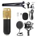 Microphone condenser (pro condenser microphone bm800) with microphone stand and USB accessories (metal shock absorber). 