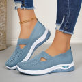Women's athletic shoes, casual breathable slip-on, lightweight outdoor flat shoes, women's footwear, sneakers. 