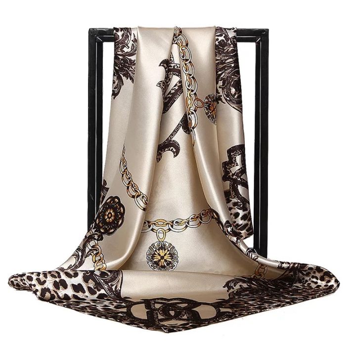90*90cm Square Silk Scarves Women Foulard Head office Ladies Shawl Wrap Muffler Pareo Bandanna Female Chiffon Hijab Poncho Beach