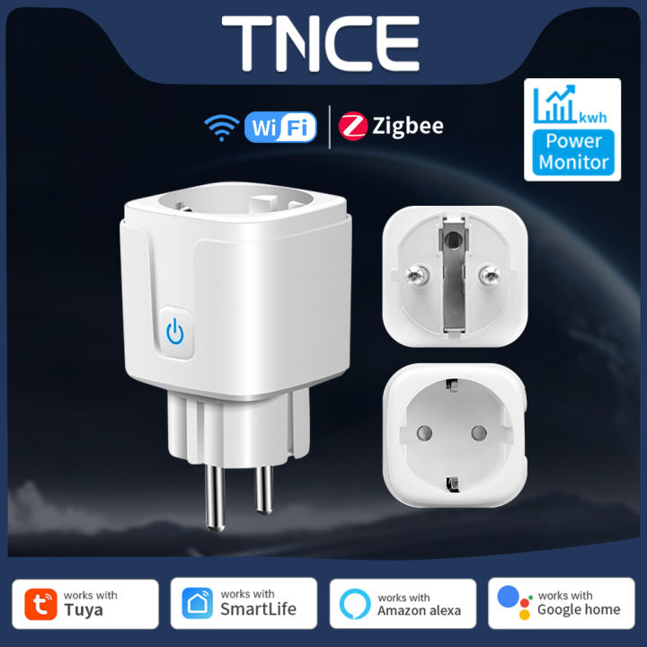 TNCE Tuya 16A/20A WiFi/Zigbee Smart Socket EU Smart Plug With Power Monitoring Timing Function Work With Alexa Google Home