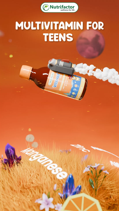 Nutrifactor Vitamax Syrup - Multivitamin for Teenagers with 22 Essential Nutrients | Boost Energy, Support Growth, Strong Bones, Brain & Eye Health | 200 mL