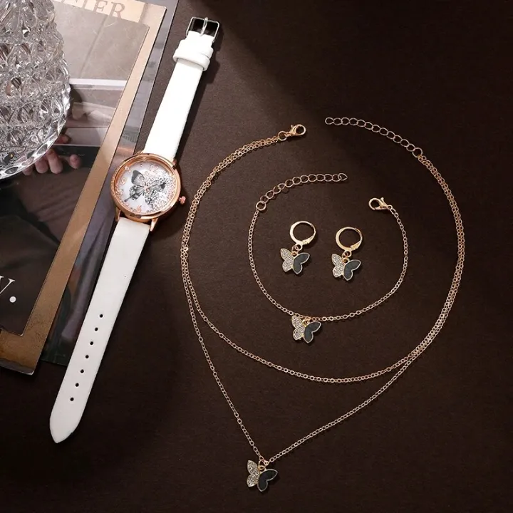 5PCS%20Set%20Luxury%20Watch%20Women%20Butterfly%20Necklace%20Earrings%20Bracelet%20Set%20Watches%20Leather%20Band%20Ladies%20Simple%20Dress%20Quartz%20WristWatch%20-%20Image%203