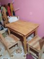 Optimize Your Work and Dining Area with the 'Study Table, Shop Table, Tea Stall, Laptop Table with Two Chairs Mahogany Wooden. 