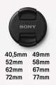 Sony Lens Cap – Front Snap-On Lens Cover for Sony Lenses (Sizes: 40.5mm, 49mm, 52mm, 58mm, 62mm, 67mm, 72mm, 77mm, 82mm).