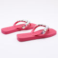 Fuchsia Bling Flip Flops - Iridescent Crystal Decor Summer Beach Sandals.